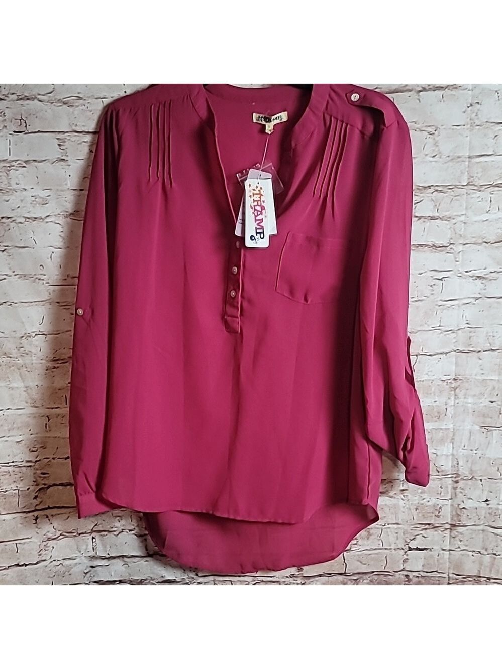 Tramp blouse top sheer pink large nwt